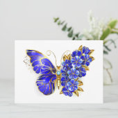 Flower Sapphire Butterfly Feestdagenkaart (Staand voorkant)