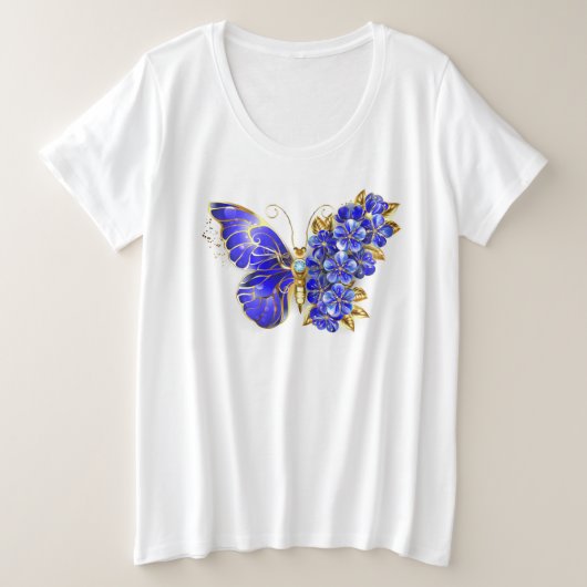 Flower Sapphire Butterfly Grote Maat T-shirt (Design voorkant)