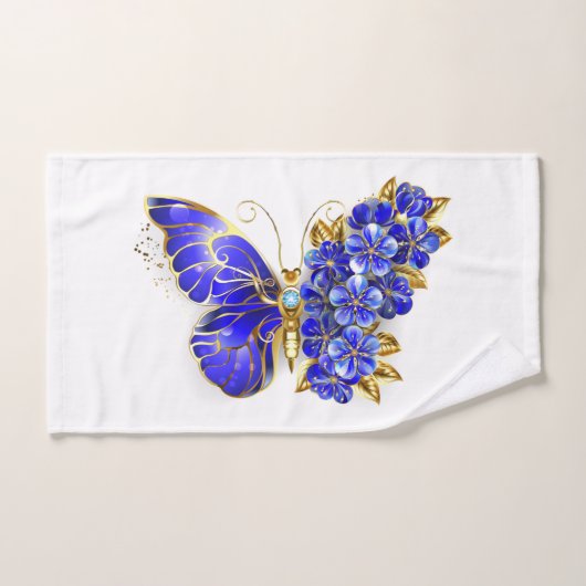 Flower Sapphire Butterfly Handdoek (Handdoek)