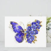 Flower Sapphire Butterfly Kaart (Staand voorkant)