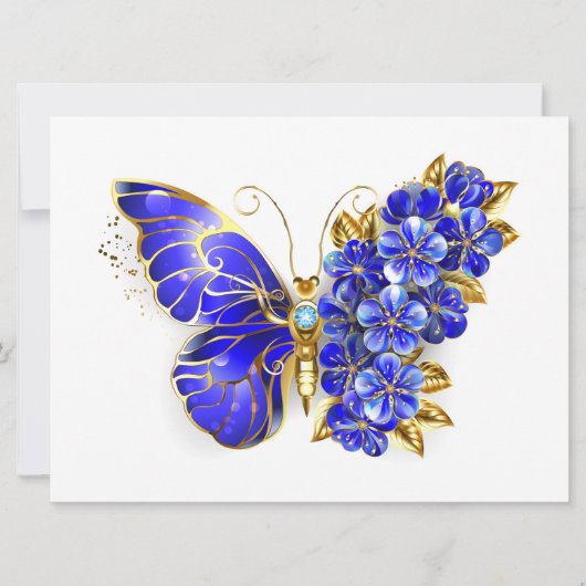 Flower Sapphire Butterfly Kaart (Voorkant)
