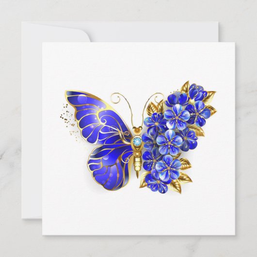 Flower Sapphire Butterfly Kaart (Voorkant)