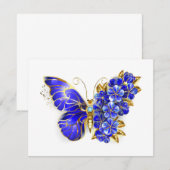 Flower Sapphire Butterfly Notitiekaartje (Voorkant / Achterkant)