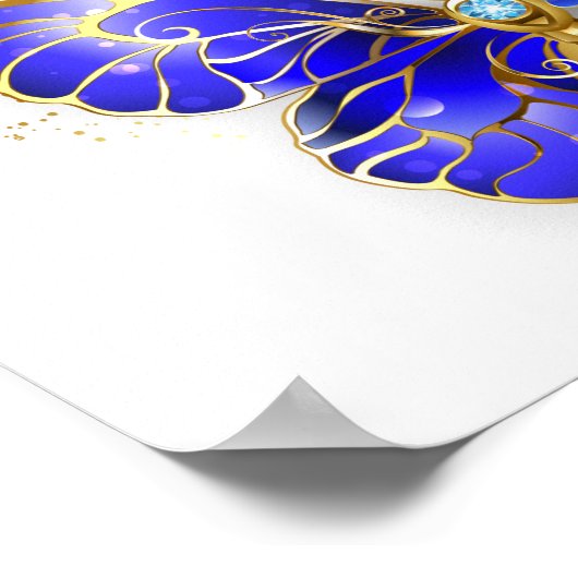 Flower Sapphire Butterfly Poster (Hoek)