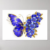 Flower Sapphire Butterfly Poster (Voorkant)