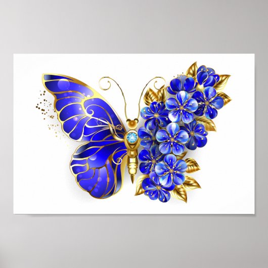Flower Sapphire Butterfly Poster (Voorkant)