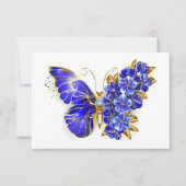 Flower Sapphire Butterfly RSVP Kaartje (Voorkant)