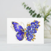 Flower Sapphire Butterfly RSVP Kaartje (Staand voorkant)