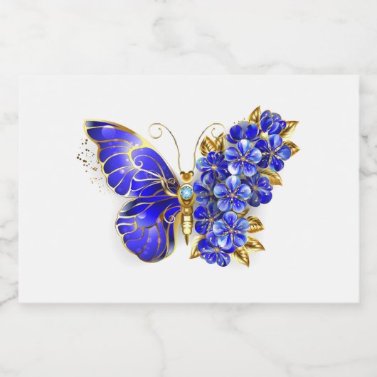 Flower Sapphire Butterfly Sparkling Wijnetiket (Enkel label)