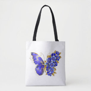 Flower Sapphire Butterfly Tote Bag