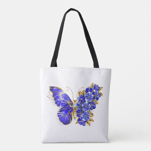 Flower Sapphire Butterfly Tote Bag (Achterkant)