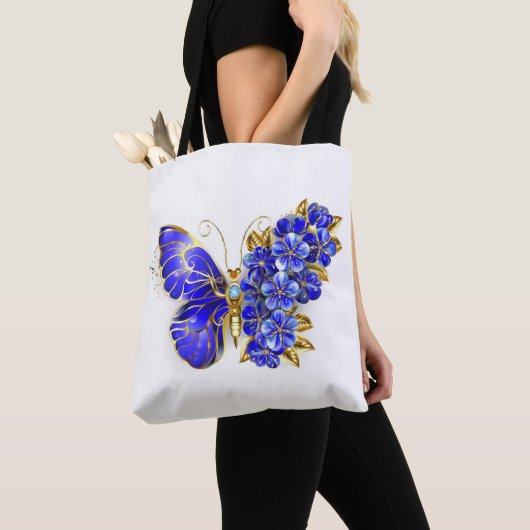 Flower Sapphire Butterfly Tote Bag (Dichtbij)