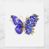 Flower Sapphire Butterfly Wijn Etiket (Enkel label)