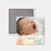 Flower Scribbles Multi · Baby aankondiging Magneet (Voorkant / Achterkant)