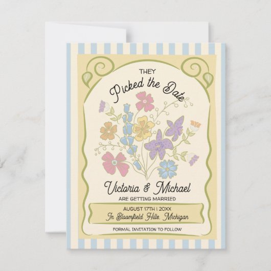 Flower Seed Packet Hand getekend Opslaan van de da Save The Date (Voorkant)