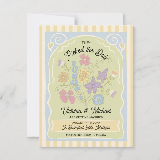Flower Seed Packet Hand getekend Opslaan van de da Save The Date (Voorkant)