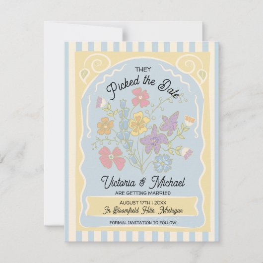 Flower Seed Packet Hand getekend Opslaan van de da Save The Date (Voorkant)