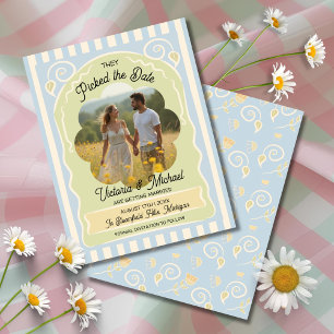 Flower Seed Packet Hand getekend Save the Date Fot