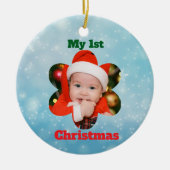 Flower Shape My 1st Christmas Photo Keramisch Ornament (Voorkant)