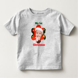 Flower Shape My 1st Christmas Photo Kinder Shirts