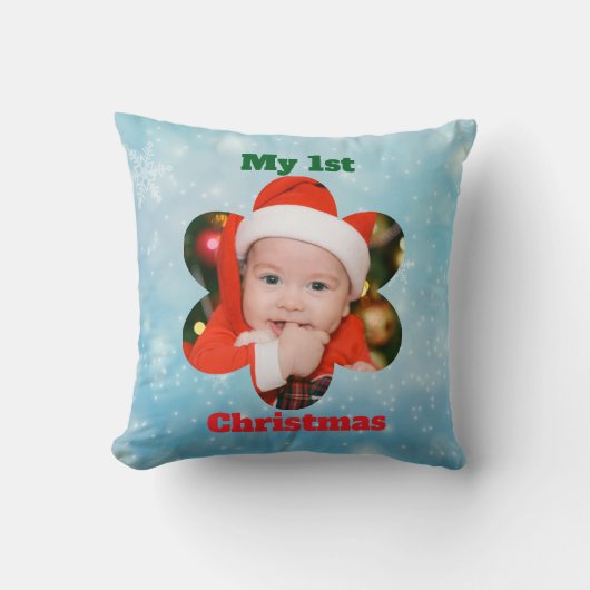 Flower Shape My 1st Christmas Photo Kussen (Voorkant)