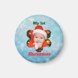 Flower Shape My 1st Christmas Photo Magneet