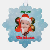 Flower Shape My 1st Christmas Photo Ornament Kaart (Voorkant)