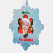 Flower Shape My 1st Christmas Photo Ornament Kaart (Links)