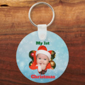 Flower Shape My 1st Christmas Photo Sleutelhanger (Voorkant)