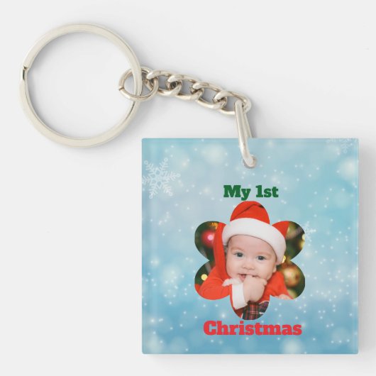 Flower Shape My 1st Christmas Photo Sleutelhanger (voorkant)