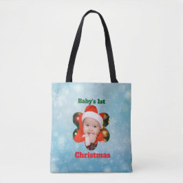 Flower Shape My 1st Christmas Photo Tote Bag