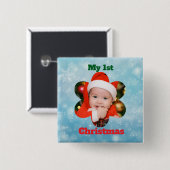Flower Shape My 1st Christmas Photo Vierkante Button 5,1 Cm (Voorkant /achterkant)
