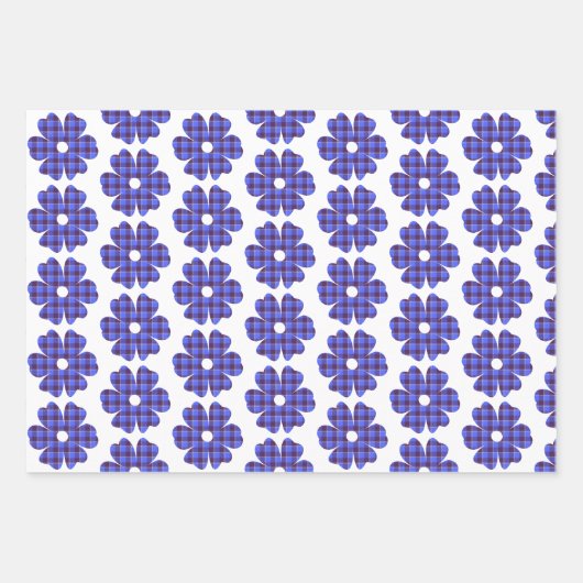 Flower Shape Plaid Blue Cornflower Inpakpapier Vel (Voorkant 2)