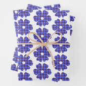 Flower Shape Plaid Blue Cornflower Inpakpapier Vel (In situ)