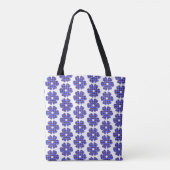 Flower Shape Plaid Blue Cornflower Tote Bag (Achterkant)