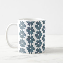 Flower Shape Plaid Blue Gray Koffiemok