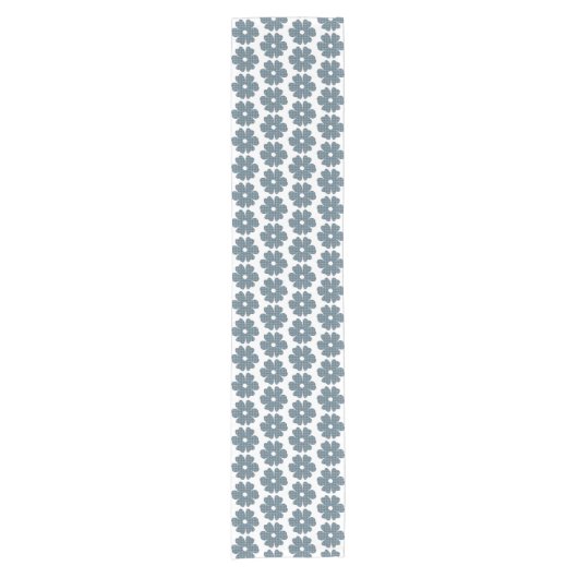 Flower Shape Plaid Blue Gray Table Runner Korte Tafelloper (Voorkant)
