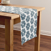 Flower Shape Plaid Blue Gray Table Runner Korte Tafelloper (Voorbeeld)