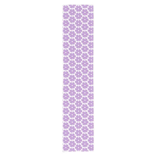 Flower Shape Plaid Pink Purple Table Runner Korte Tafelloper (Voorkant)