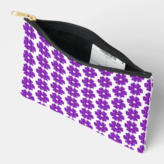 Flower Shape Plaid Purple Pink Etui (Open)