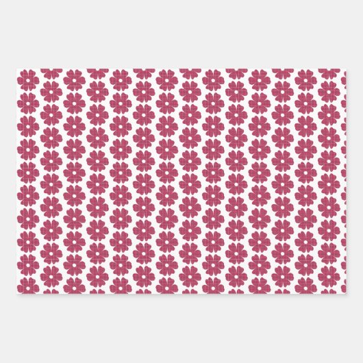 Flower Shape Plaid Red Pink Purple Inpakpapier Vel (Voorkant 3)