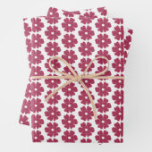 Flower Shape Plaid Red Pink Purple Inpakpapier Vel (In situ)