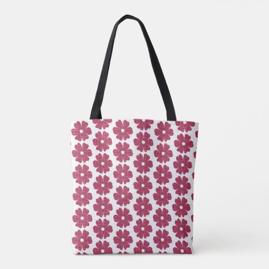 Flower Shape Plaid Red Pink Tote Bag (Achterkant)