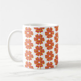 Flower Shape Plaid Yellow Orange Pink Koffiemok