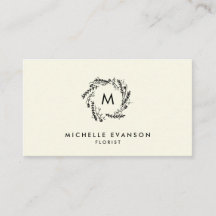 Flower Shop Monogram Krans Crème en Zwart