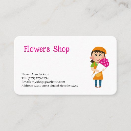 Flower shop services bewerkbaar visitekaartje (Voorkant)