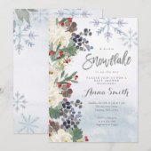 Flower Silver Winter Snowflakes baby shower Kaart (Voorkant / Achterkant)