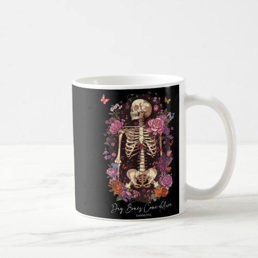 Flower Skeleton Dry Bones Come Alive, Retro Enchan Koffiemok (Rechts)