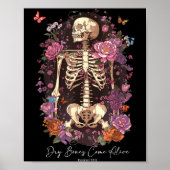 Flower Skeleton Dry Bones Come Alive, Retro Enchan Poster (Voorkant)