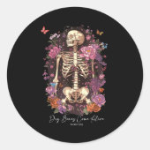 Flower Skeleton Dry Bones Come Alive, Retro Enchan Ronde Sticker (Voorkant)